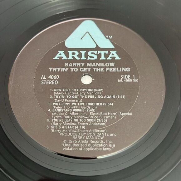 LP Vinyl Barry Manilow Tryin’ To Get The Feeling with Intact Dust Cover + Sleeve - Picture 4 of 6